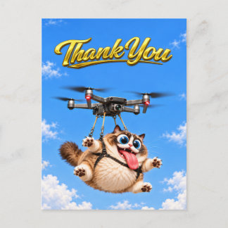 The Great Chubby Cat Drone Sky Disaster Thank You Postcard