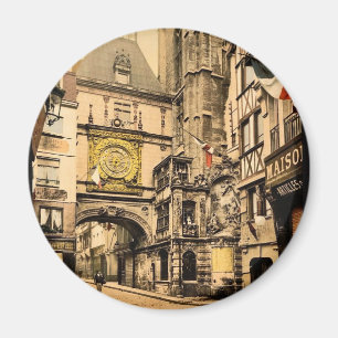 The great clock, Rouen, France vintage Photochrom Magnet