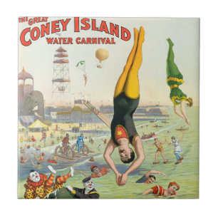 The Great Coney Island Water Carnival Ceramic Tile