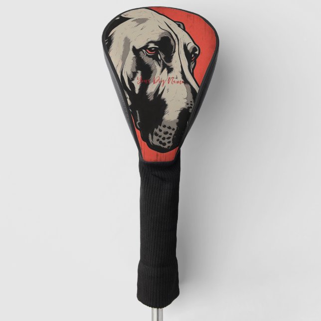 The Great Dane Dog, Red and Black 003 - Ulises Dal Golf Head Cover (Front)