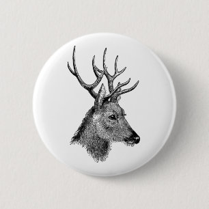 The great deer buck 6 cm round badge