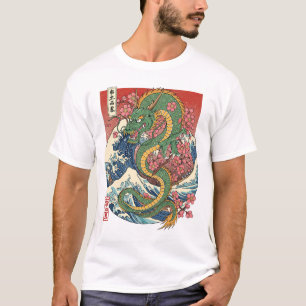 The Great Dragon and the Sakura Wave T-Shirt