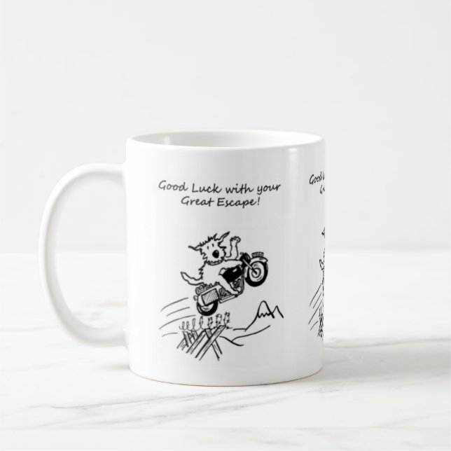 The Great Escape good luck cartoon gift mug (Left)