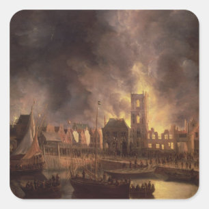 The Great Fire in the Old Town Hall, Amsterdam Square Sticker
