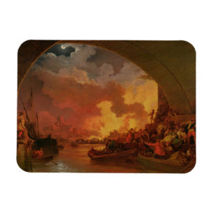 The Great Fire of London, c.1797 (oil on canvas) Magnet