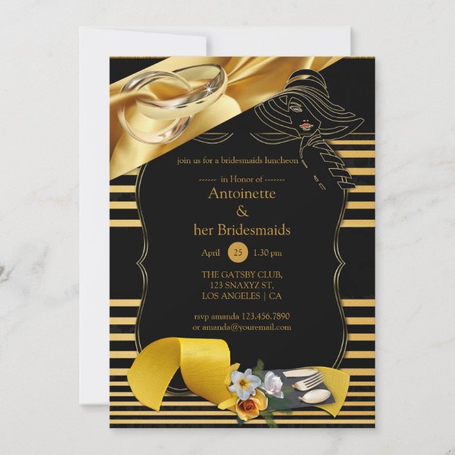 The Great Gatsby Bridesmaid invitation (Front)