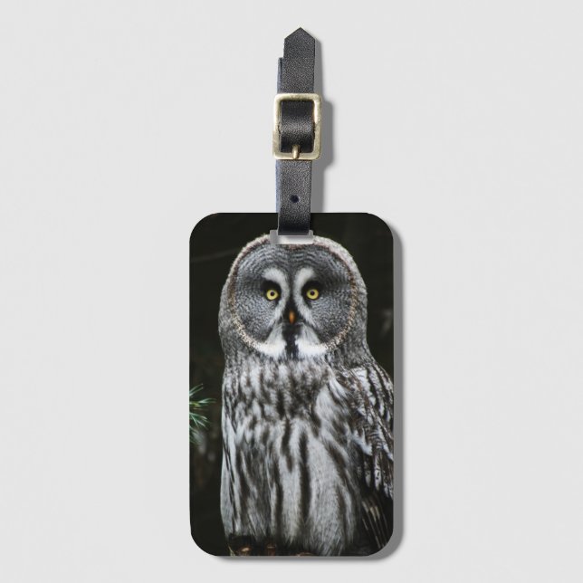 The Great Grey Owl bc ltcna Luggage Tag (Front Vertical)