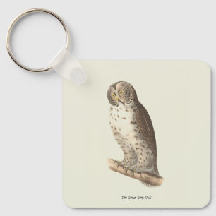 The Great Grey Owl (Strix nebulosa) NY Bird Image Key Ring