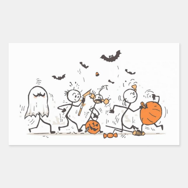 The Great Halloween Candy Fight – Playful Stick Rectangular Sticker (Front)