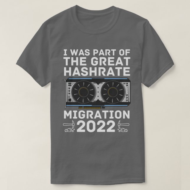 The Great Hashrate Migration 0 ETH Ethereum Crypto T-Shirt (Design Front)