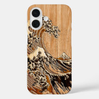 The Great Hokusai Wave Bamboo Wood design