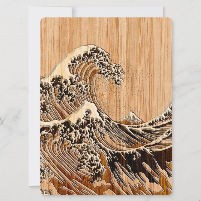 The Great Hokusai Wave Bamboo Wood Style (Front)