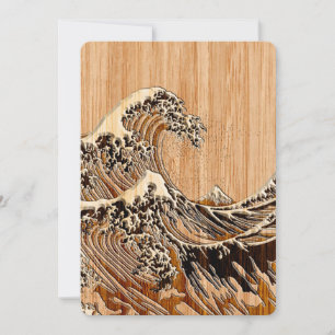 The Great Hokusai Wave Bamboo Wood Style
