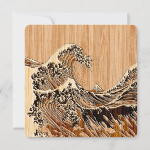 The Great Hokusai Wave Bamboo Wood Style