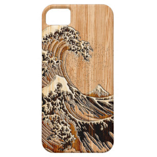 The Great Hokusai Wave Bamboo Wood Style Barely There iPhone 5 Case