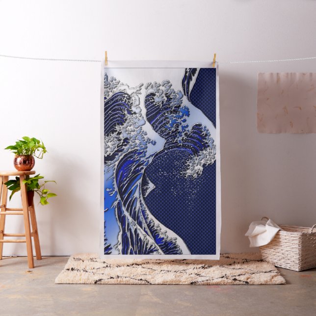 The Great Hokusai Wave Blue Decor Fabric (In Situ)