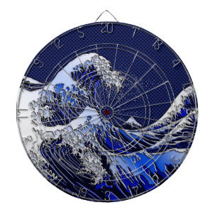 The Great Hokusai Wave Carbon Fibre Style Dartboard