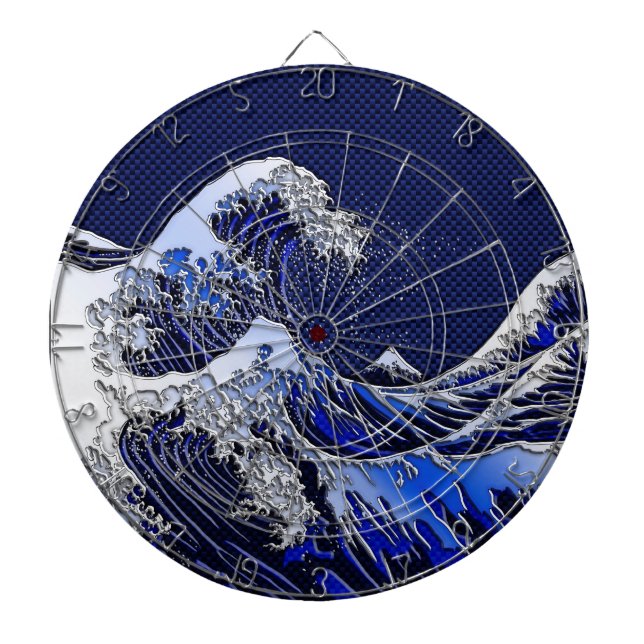 The Great Hokusai Wave Carbon Fibre Style Dartboard (Front)