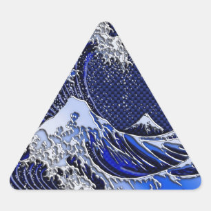 The Great Hokusai Wave Carbon Fibre Style Triangle Sticker