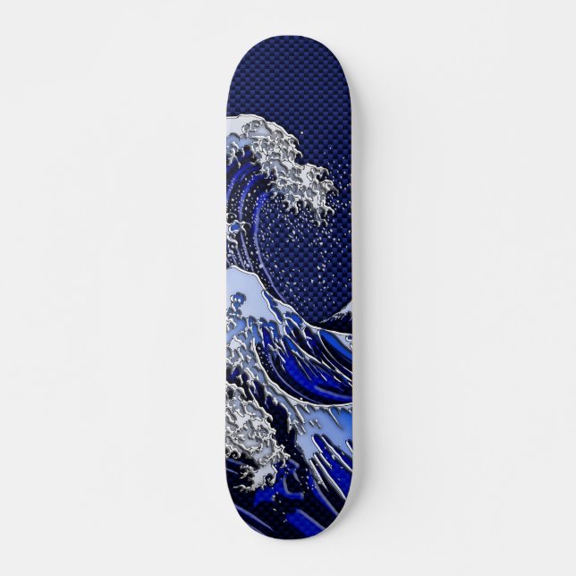The Great Hokusai Wave chrome carbon fibre Decor Skateboard (Front)
