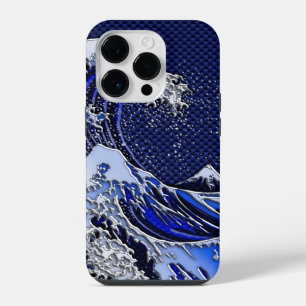 The Great Hokusai Wave chrome carbon fibre styles iPhone Case
