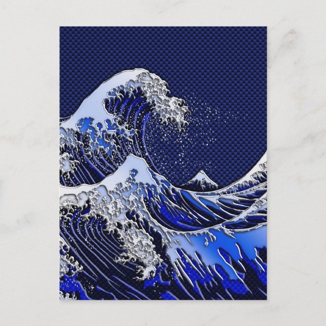 The Great Hokusai Wave chrome carbon fibre styles Postcard (Front)
