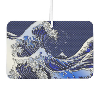 The Great Hokusai Wave Chrome Carbon Style Car Air Freshener