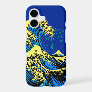 The Great Hokusai Wave in Blue Yellow Pop Style