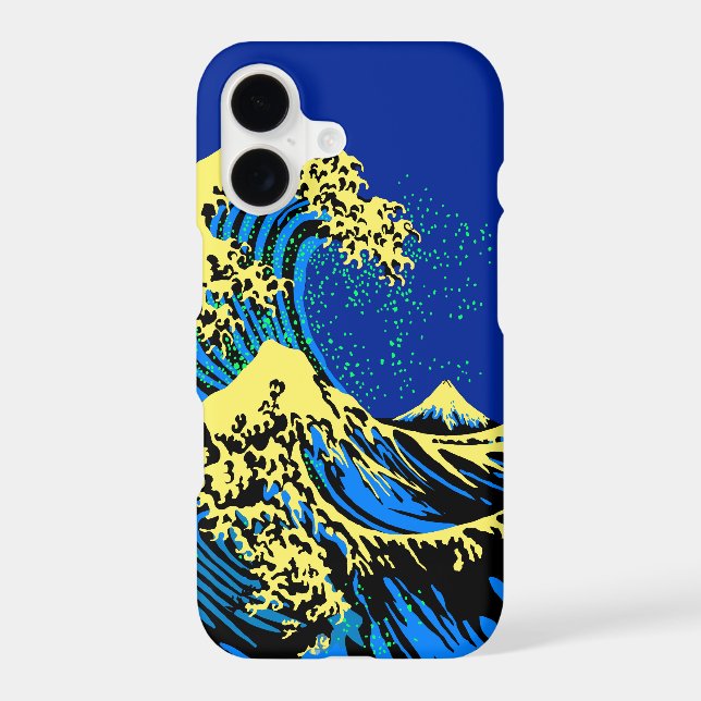 The Great Hokusai Wave in Blue Yellow Pop Style (Back)