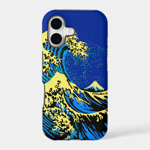 The Great Hokusai Wave in Blue Yellow Pop Style