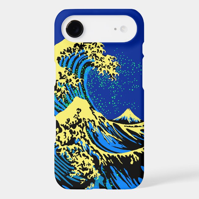 The Great Hokusai Wave in Blue Yellow Pop Style (Back)