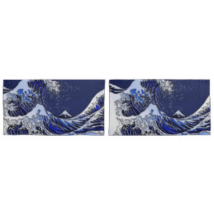 The Great Hokusai Wave in Chrome Style Pillowcase