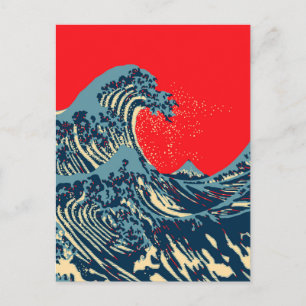 The Great Hokusai Wave in Colourful Style Postcard