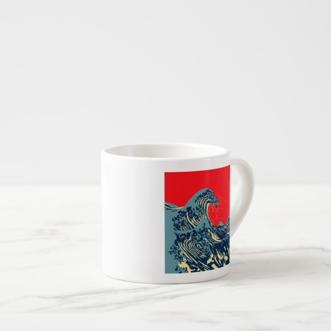 The Great Hokusai Wave in Hope Art Style Espresso Cup (Front Right)