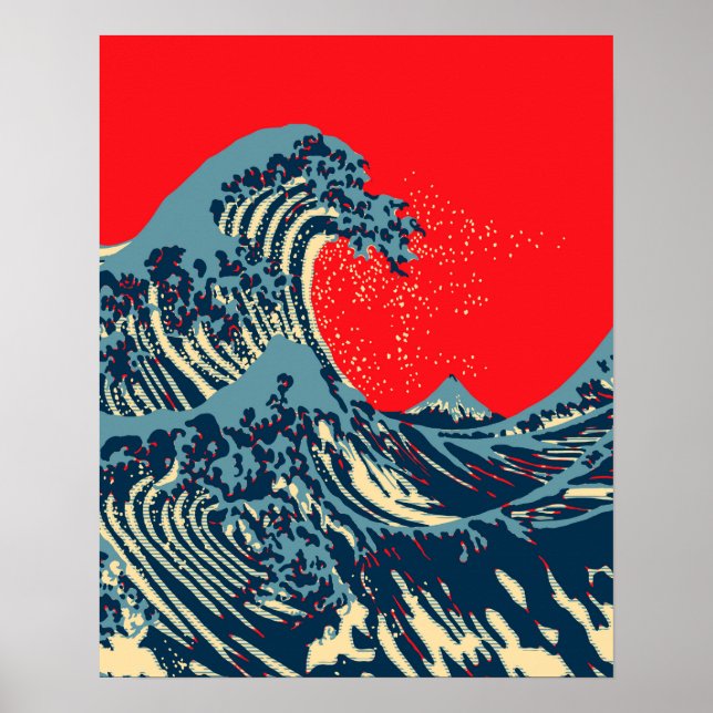 The Great Hokusai Wave in Hope Art Style Poster (Front)