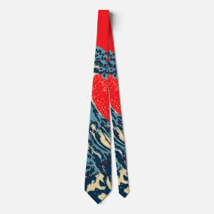 The Great Hokusai Wave in Hope Art Style Tie