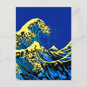 The Great Hokusai Wave in Pop Art Style Decor Postcard