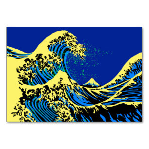 The Great Hokusai Wave in Pop Art Style Table Number