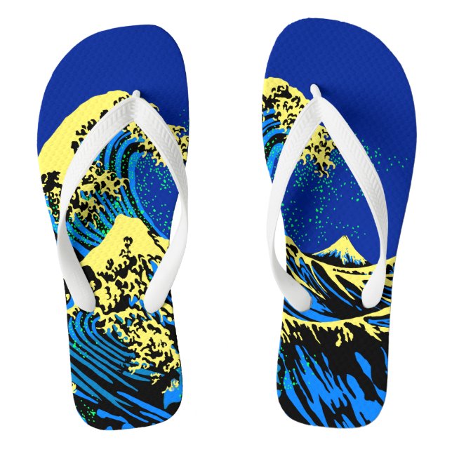 The Great Hokusai Wave in Pop Art Style Thongs (Footbed)