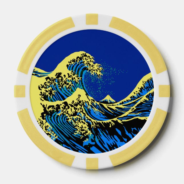 The Great Hokusai Wave in Vibrant Pop Style Poker Chips (Front)