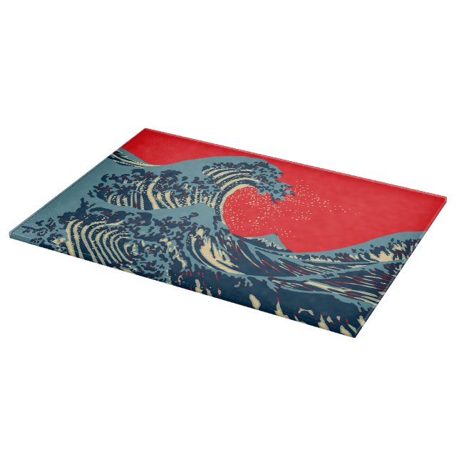 The Great Hokusai Wave in Vibrant Style Cutting Board (Corner)