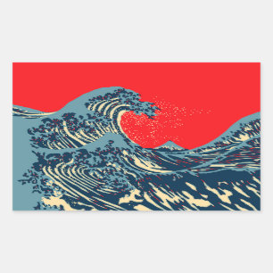 The Great Hokusai Wave in Vibrant Style Rectangular Sticker