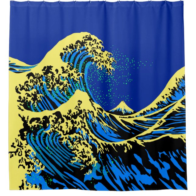 The Great Hokusai Wave Pop Art Style Shower Curtain (Front)