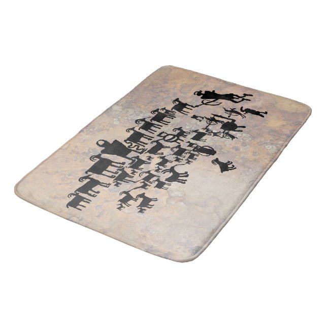 The Great Hunt Petroglyph Panel Bath Mat (Angled)