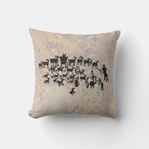 The Great Hunt Petroglyph Panel Outdoor Cushion