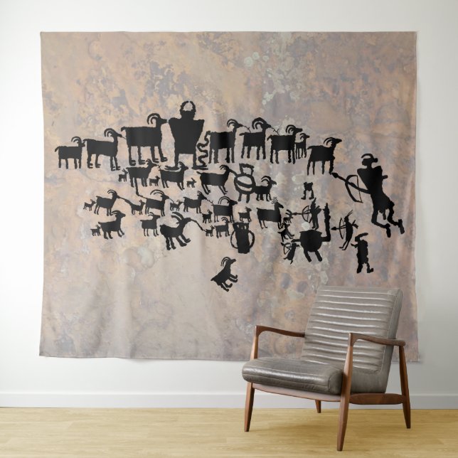 The Great Hunt Petroglyph Panel Tapestry (In Situ (Horizontal))