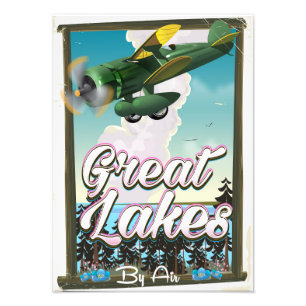The Great Lakes plane travel poster