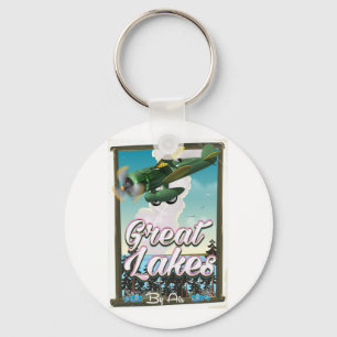 The Great Lakes plane travel poster Key Ring