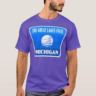 The Great Lakes State Michigan Retro Badge Blue T-Shirt