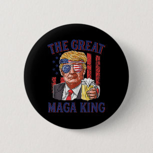 The Great Maga King Fun Trump Beer US Flag Ultra M 6 Cm Round Badge